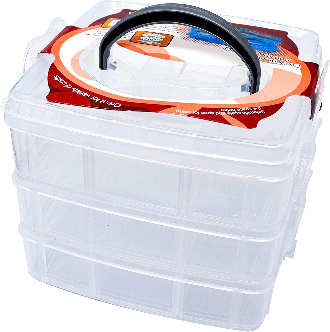 Craft Organizer Box 3 Layer Stackable Craft Storage Jewelry,Hardware,Craft Supplies Organizer with Adjustable Compartments for Accessories, Beauty Supplies, Art Supplies,Toy,Fuse Beads